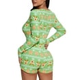 thumbnail image 3 of Nituyy Women Christmas Jumpsuit, Long Sleeve V Neck Button Closure Plaid Slim Fit Bodysuit Loungewear Sleepwear, 3 of 5