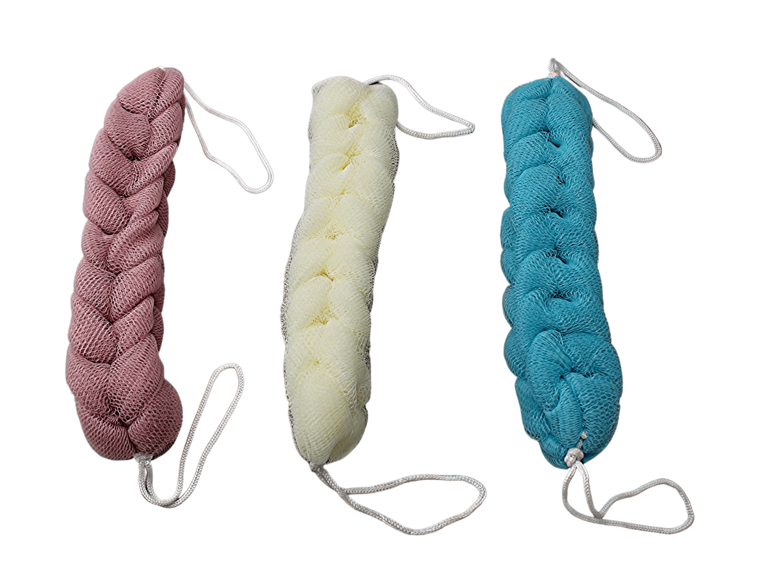 3 Pack Rope Bath Sponge Exfoliating Body Scrub Stretch Braided Loofah