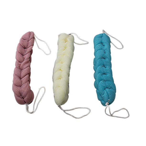 3 Pack Rope Bath Sponge Exfoliating Body Scrub Stretch Braided Loofah