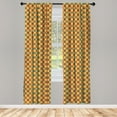 thumbnail image 2 of Ambesonne Abstract 4-Panel Curtains, Retro Style Round, 56"x63", Orange Mustard Seafoam, 2 of 4
