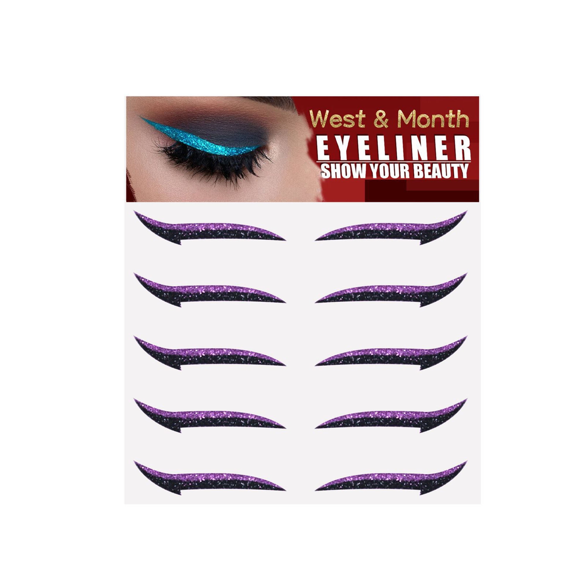 Eyeliner Stickers Glitter Eyeshadow Stickers with Rhinestones Instant Adhesive Eye Line Strip