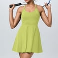 thumbnail image 2 of Besolor Robe de Tennis pour Femmes à Col Rond, Dos Nu, Sans Manches, Extensible, Ajustée, 2 en 1, Shorts, Athlétique, Entraînement, Jupe-Short, Robes, Tenues de Golf, 2 of 6
