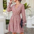 thumbnail image 4 of Vestido Cruzado Con Escote En V Profundo, Estampado Floral A La Moda, Cintura Ajustada, Manga Larga, Elegante Vestido De Línea A Para Mujer Para Ir De Compras Para Vacaciones ANGGREK Otros, 4 of 6