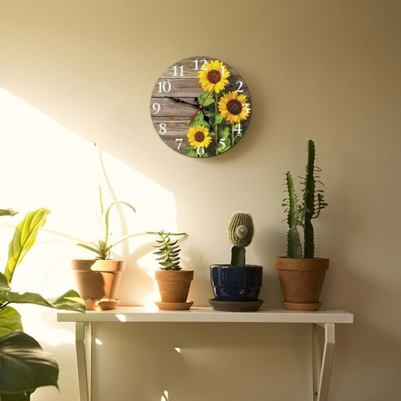 Meitianfacai 30cm European Retro Sunflower Wall Clock Home Living Room Decoration Wall Clock
