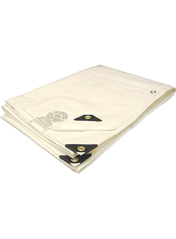 Tarps Now Waterproof Fire Retardant Poly Tarp with Grommets - White (16' x 20')