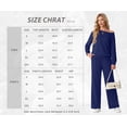 thumbnail image 3 of JWD Women's Off Shoulder 2 Piece Knit Matching Set Long Sleeve Pullover Top with Drawstring Wide Leg Pants Navy Blue XL, 3 of 6