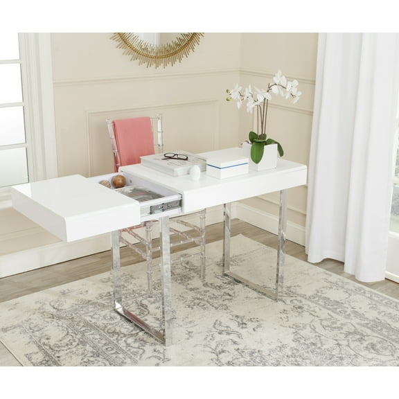SAFAVIEH Berkley Modern Glam Lacquer Writing Desk, White