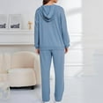 thumbnail image 4 of Itsame Tops and Pants Pajamas Set Womens Sleepwear 2pcs Sets Long Sleeved Solid Color Women Casual Home set Blue Size M, 4 of 4