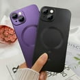 thumbnail image 4 of Magnetic Case for iPhone 15 Phone Case for Women Men, Cute Matte Luxury Soft Metallic Luster Design with Camera Lens Protector, Compatible with Magsafe Case for iPhone 15 6.1" -Black, 4 of 13