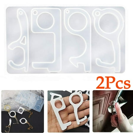 

lulshou Baking Supplies No Contact Door Opener Silicone Molds 4 Key Shapes Silicone DIY 2Pcs