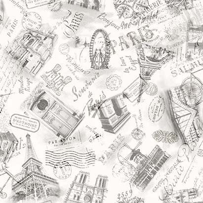 Silhouettes De Paris Taup Cotton Fabric