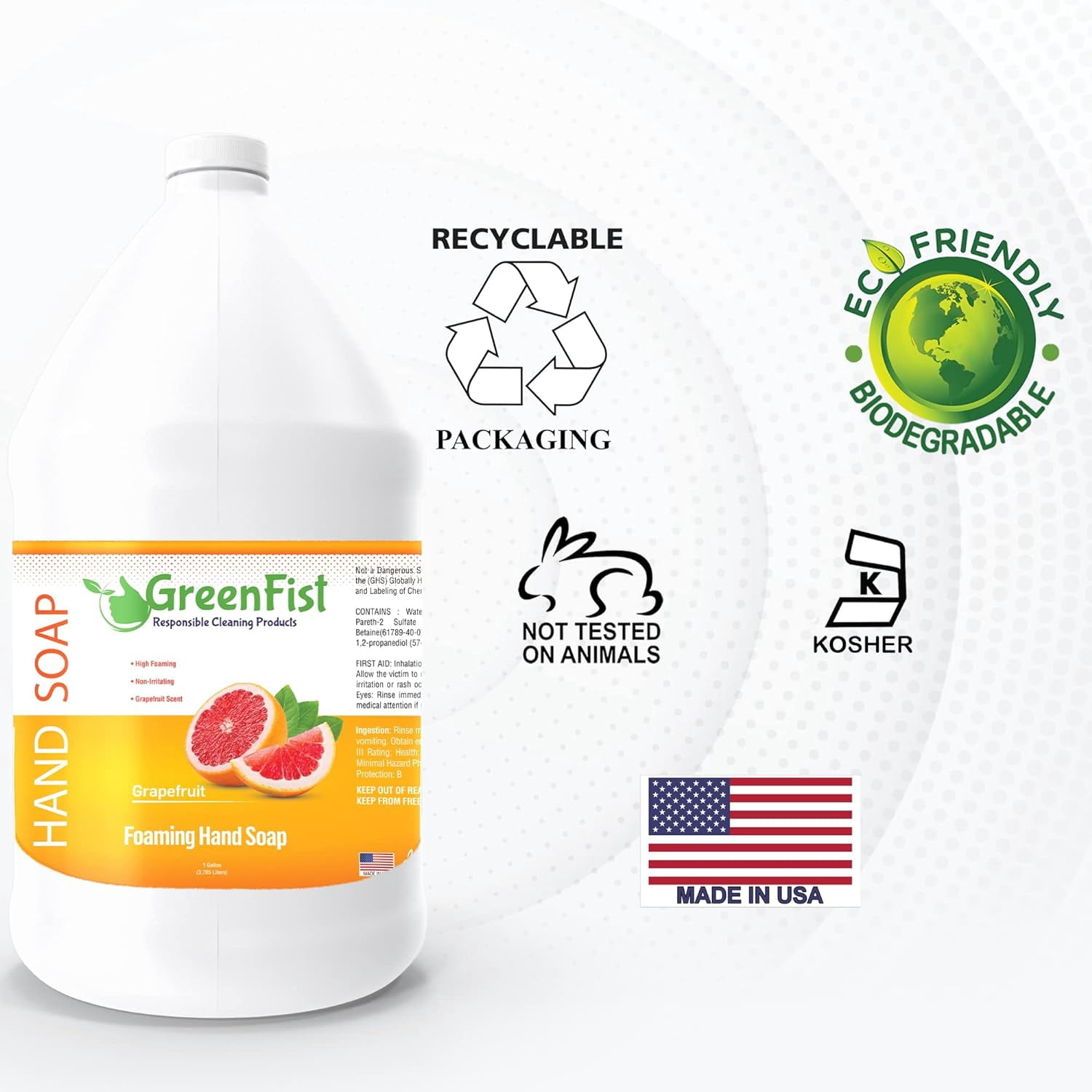 Foaming Hand Soap Refills Jug Grapefruit Scent Foam Refill Made in USA, 128 ounce (1 Gallon)