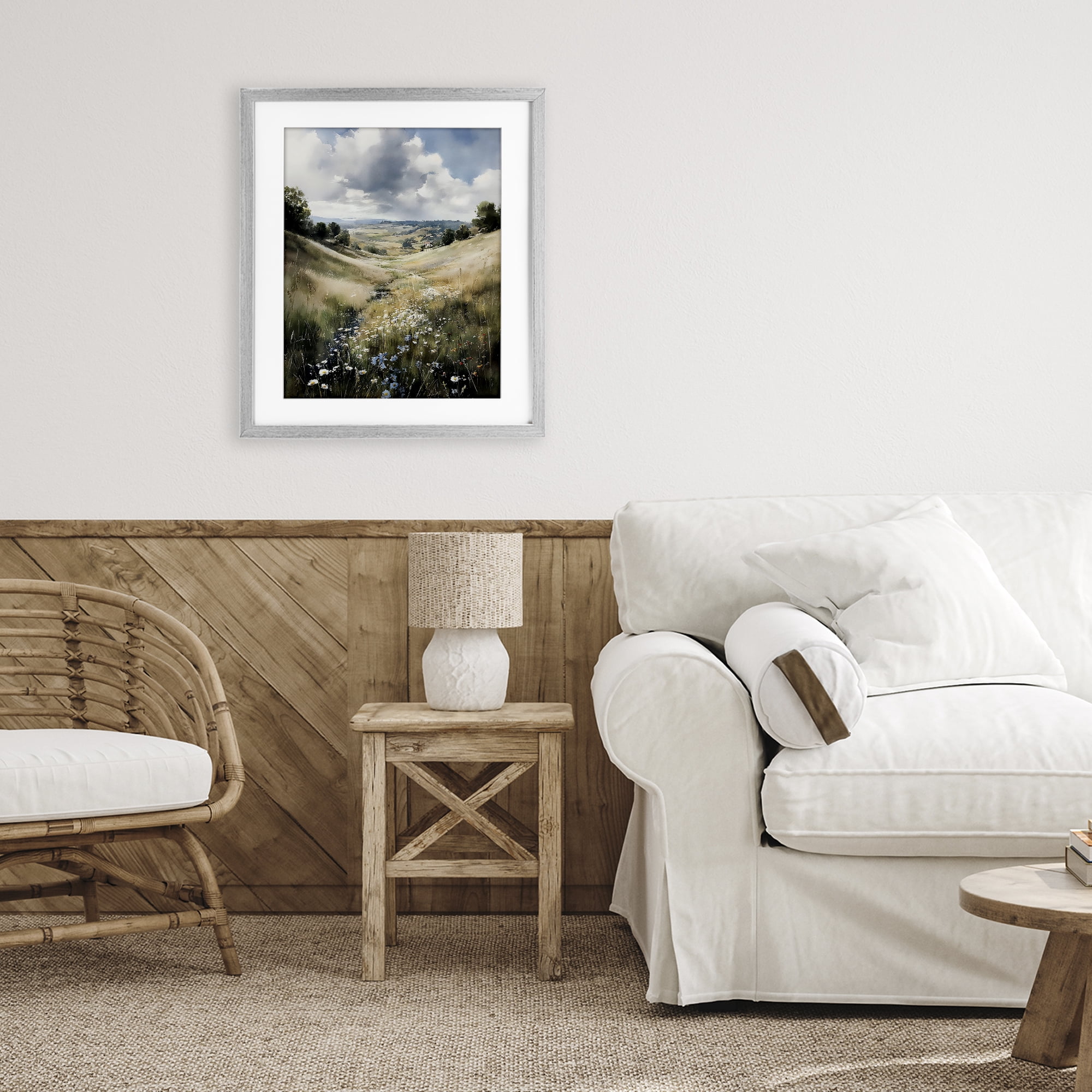 Stupell Industries Floral Valley of Wild Daisies Gray Framed Print Under Glass, design by Franklyn Gregory