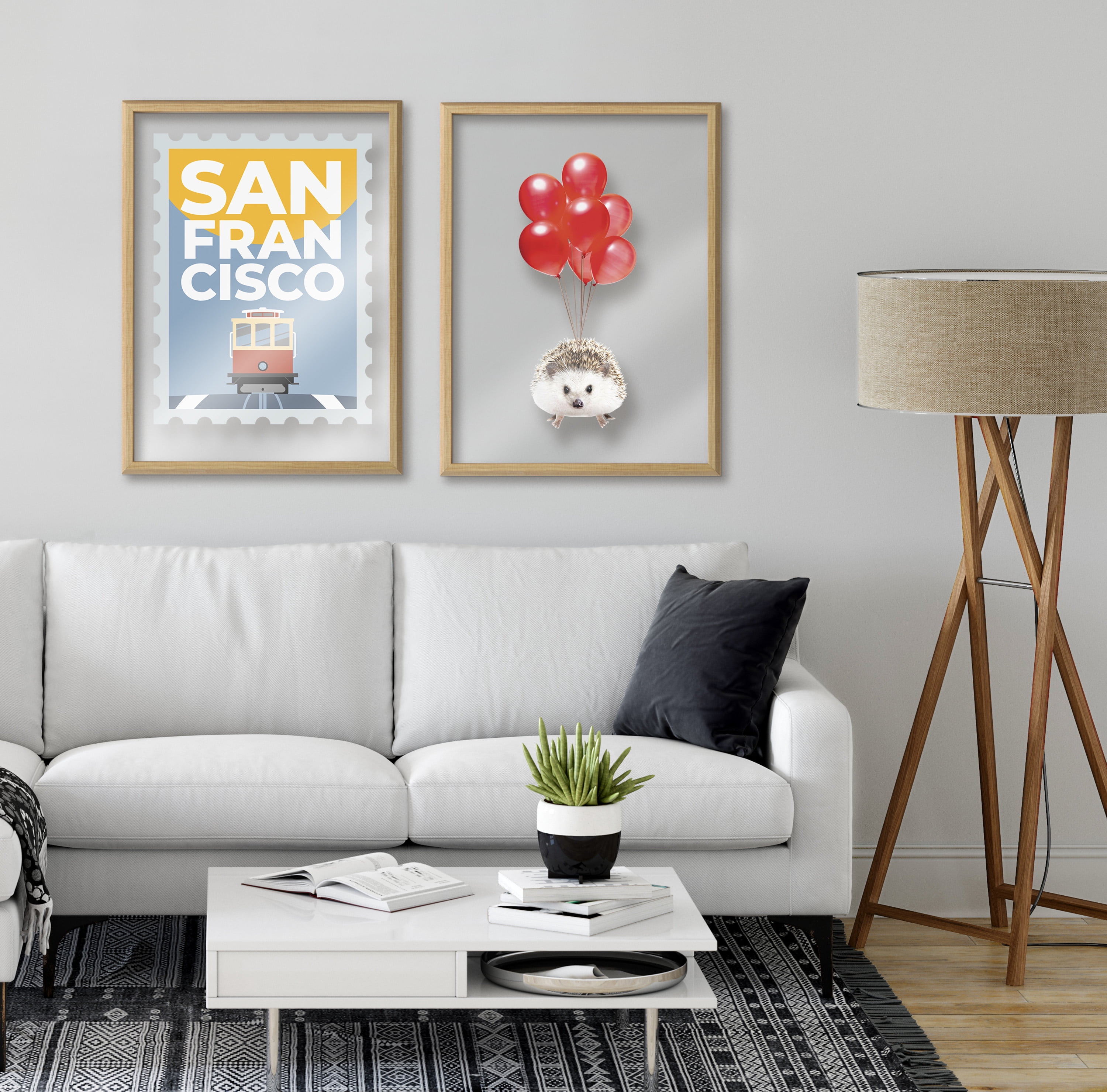 Blake Hedgehog Balloons 18 in x 24 in Framed Painting Art Prints, by Kate and Laurel