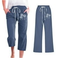 thumbnail image 2 of VEKDONE Womens Cotton Linen Capris Pants Navy L, 2 of 4