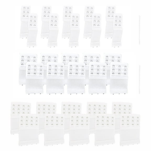 Stretch Bra Band Extender 30-Pack (10 Each of 2, 3 and 4-hook) White, from More of Me to Love