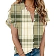 thumbnail image 2 of Womens Plaid Shirts Short Sleeve Button Down Shirt Casual Basic Tops Plus Size Tunic T Shirt, 2 of 5