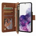 thumbnail image 5 of Galaxy S21 Plus Wallet Case, Dteck Soft Leather Zipper Wallet Case Magnetic Buckle Horizontal Flip Cover with 5 Card Slots/Photo Pocks for Samsung Galaxy S21 Plus, Brown, 5 of 6