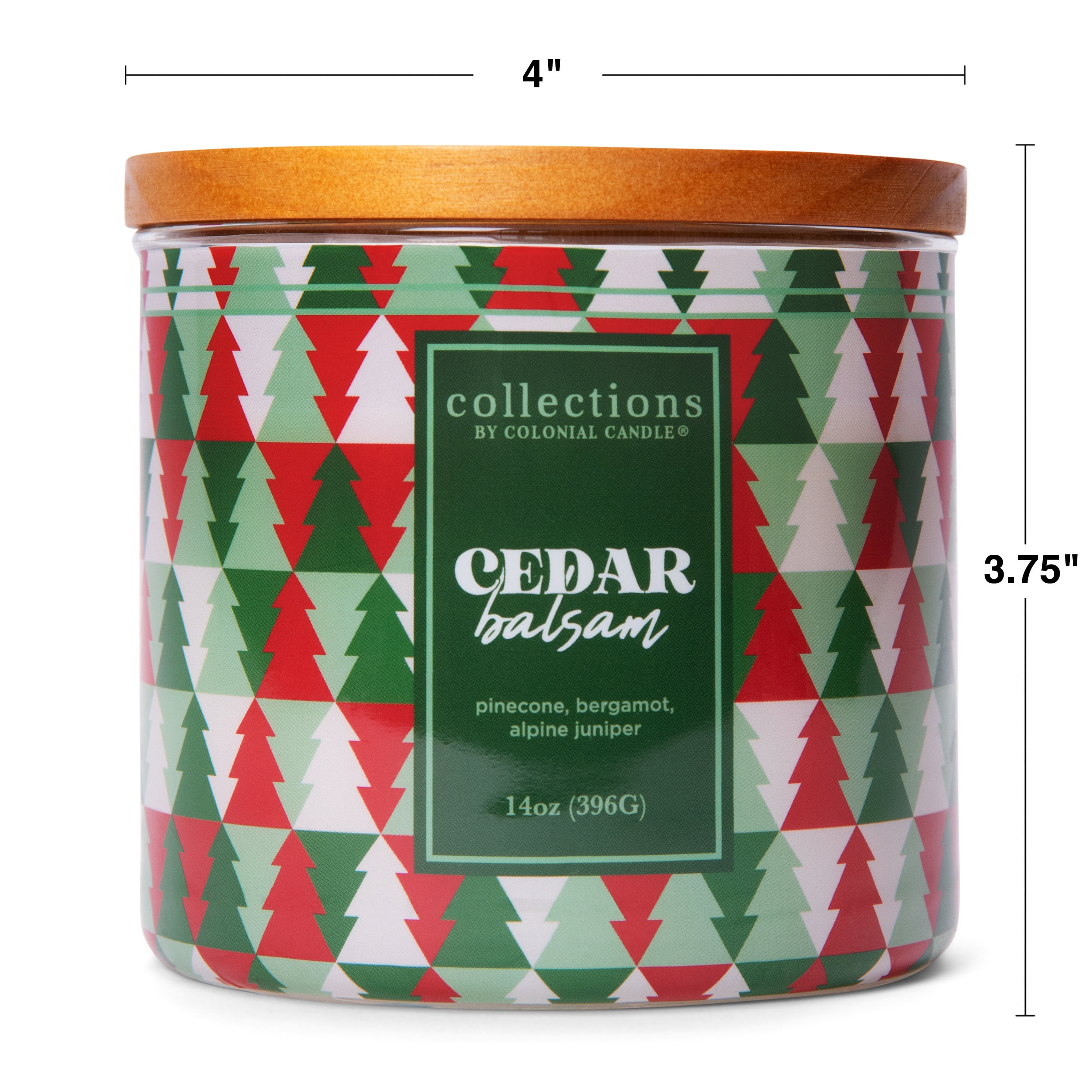 Deco Collection by Colonial Candle, Cedar Balsam Scented Jar Candle, 3-Wick Scented Jar Candle with Woody Fragrance and Premium Lead-Free Cotton Wick, 14 oz - Up To 60 Hours Burn