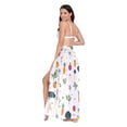 thumbnail image 3 of FORMRS Womens Long Sarong Beach Wrap Semi-Sheer Bikini Skirt Bathing Swimsuit Cover Up, Beige Vegetables Pattern, 3 of 7