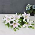 thumbnail image 2 of Viworld Artificial Tiger Lily 5Pcs Latex Fake Flowers Real Touch Bouquet For Wedding Party Home Office Garden Hotel Decor (Pink And White), 2 of 7
