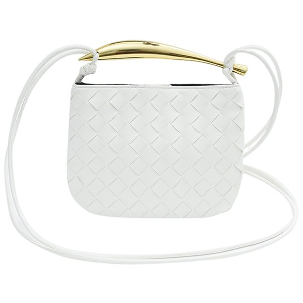 Bolso bandolera para mujer, bolso de cubo de PU tejido, bolso de compras impermeable (blanco) Tmvgtek Para Estrenar