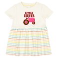 thumbnail image 3 of Inktastic Pink Tractor Little Sister Girls Baby Dress, 3 of 5