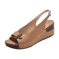 thumbnail image 3 of Cute Wedges Sandals for Women Relaxed Fit Lightweight Square-Toe Low Heels Womens House Slippers Memory Foam Platform Ankle Strap Summer Dress Shoes, 3 of 7