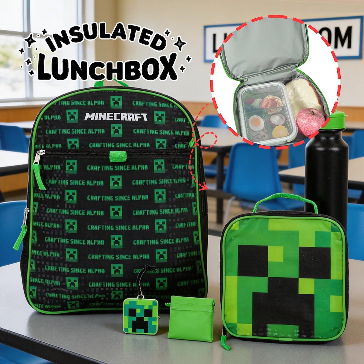 Kids Minecraft Backpack 4-Piece Combo School Supplies