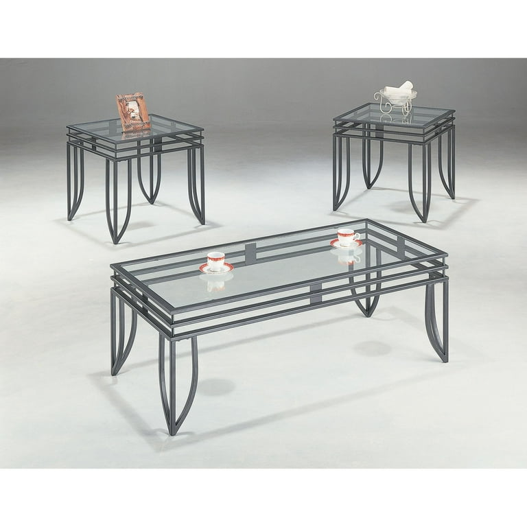 Coaster furniture 3 piece glass top coffee sale table set
