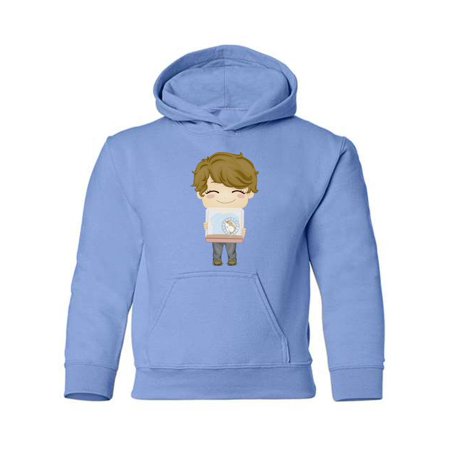 Boy Carrying His Pet Hamster Hoodie Juniors -Image by Shutterstock, Medium