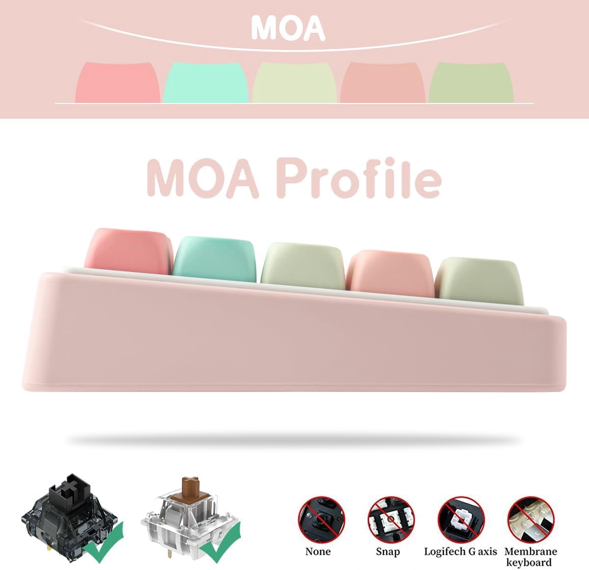 COSTOM MOA Profile Keycaps, 134 Keys PBT Keycap Dye-Sublimation Rainbow Candy Cute Keycaps, Round Colorful Custom Key Cap for 61/64/68/84/87/100/104/108 Cherry Gateron MX Mechanical Keyboards