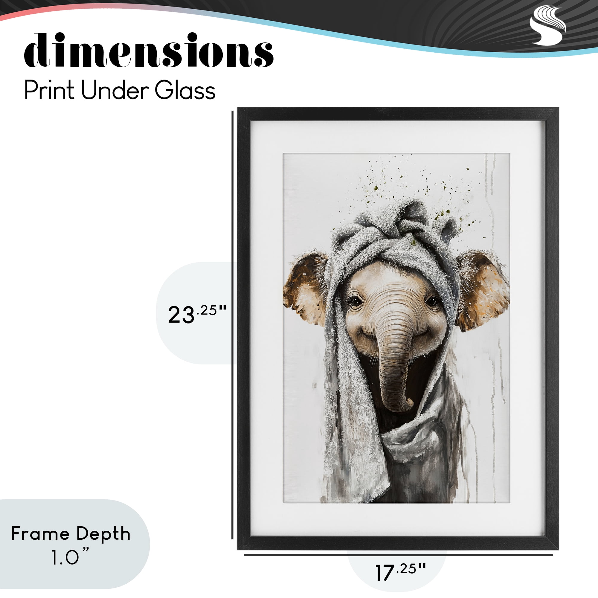 Stupell Industries Squeaky Clean Elephant Black Framed Print Under Glass, design by Tina LeCour