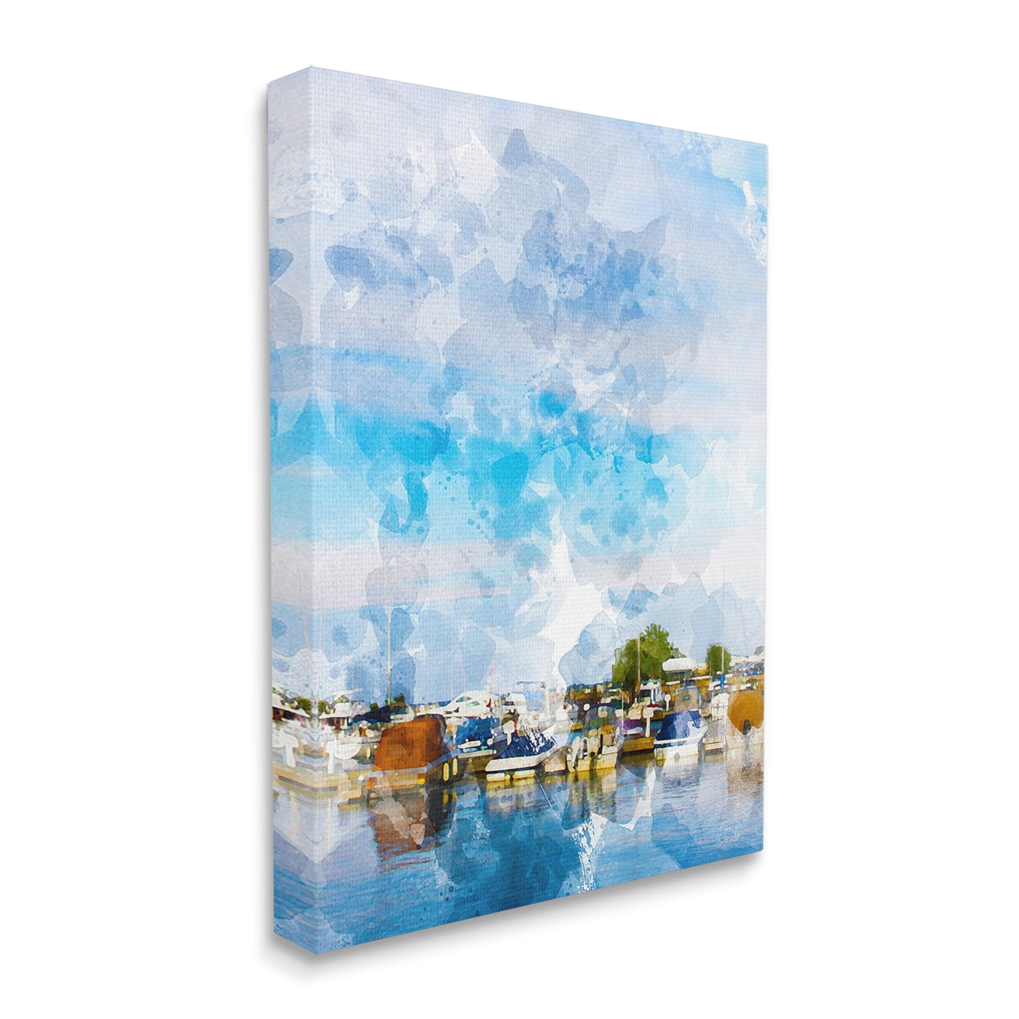 Stupell Industries Summer Boats Docked Port Harbor Cloudy Blue Sky Canvas Wall Art, 24 x 30, Design by Chamira Young