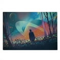 thumbnail image 2 of Fantasy Cutting Board, Man Alone Under Vibrant Colored Reflections of Galaxy Planets Space Cosmos Art, Decorative Tempered Glass Cutting and Serving Board, Large Size, Multicolor, by Ambesonne, 2 of 5