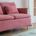 thumbnail image 3 of 63.8'' Loveseat Sofa, Modern Cotton Linen Upholstered 3-Seater Sofa Couch Armchair with 2 Pillows and Golden Metal Legs, Comfy Accent Sofa with Padded Cushion & Armrest for Living Room Bedroom, Pink, 3 of 6