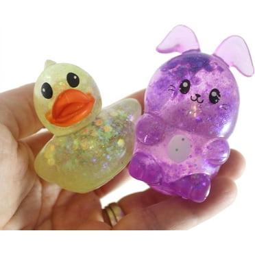 2 Easter Sugar Balls - Bunny & Duck Thick Glue/Gel Syrup Molasses Stretch Ball - Ultra Squishy and Moldable Slow Rise Relaxing Sensory Fidget Stress Toy Cute Easter (Random Colors)