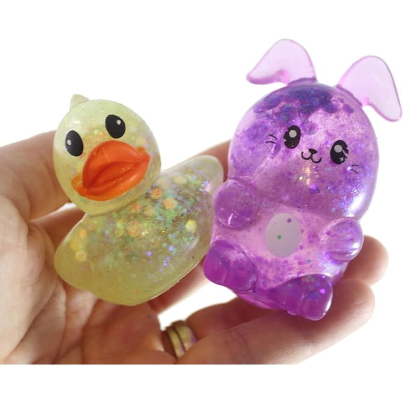 2 Easter Sugar Balls - Bunny & Duck Thick Glue/Gel Syrup Molasses Stretch Ball - Ultra Squishy and Moldable Slow Rise Relaxing Sensory Fidget Stress Toy Cute Easter (Random Colors)