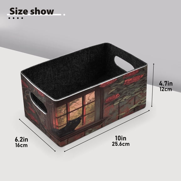 BZSMCE Shelf Baskets Lonely Black Cat Pattern Pattern Storage Cube Bins 10.1*6.3*4.7in Set of 2
