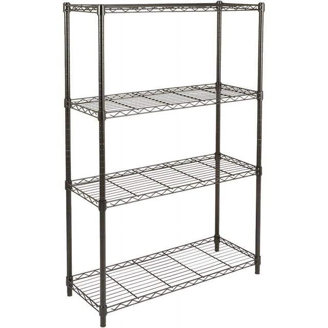 4-Shelf Adjustable Heavy Duty Steel Wire Rack Storage Shelving Organizer for Kitchen, Garage, 36" L x 14" W x 54" H, Black
