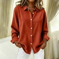 thumbnail image 4 of HAiming Womens Corduroy Shirt Long Sleeve Lapel Collar Button down Casual Solid Color Business Tops, 4 of 4