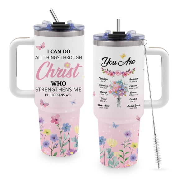 JOPJOLIW Christian Gifts for Women, 40oz Tumbler with Handle, Faith Gift for Wife, Encouragement Inspirational Gifts for Girls Friends, Christmas Birthday Gift for Mom, Daughter