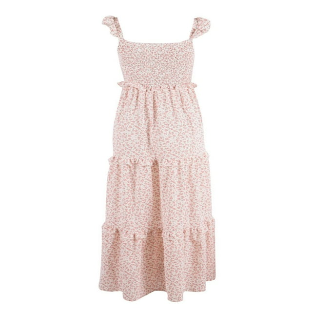 EIMELI Robe Assortie Mère Fille Femmes Fille à Volants Imprimé Floral Bohème Sans Manches Robe Vêtements de Famille