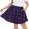 thumbnail image 5 of HDE Women's Plus Size Mini Skater Skirt with Elastic Waist Purple Plaid - 3X, 5 of 6