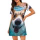 thumbnail image 1 of Balery Sea Swimming Corgi Camisón de manga corta con cuello redondo para mujer, cómodo y elegante., 1 of 6