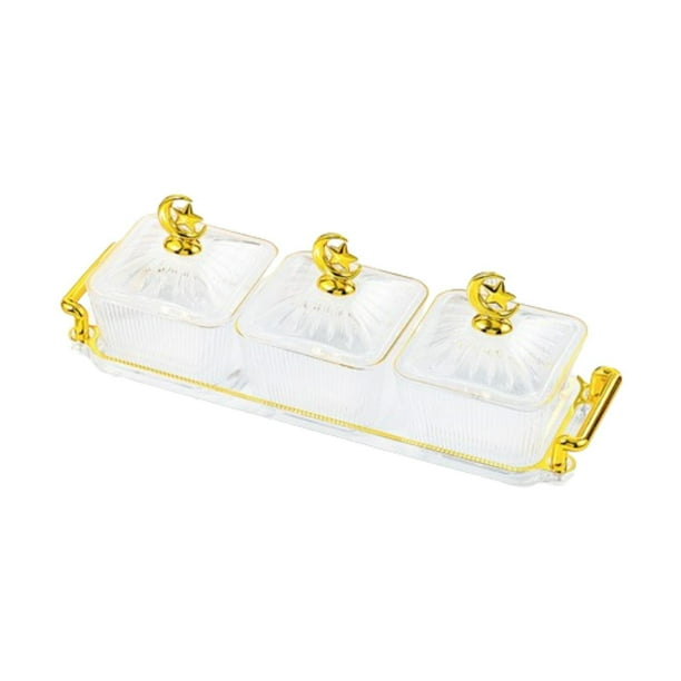 Plato para servir dividido Bandeja para servir aperitivos Plato para servir de lujo Caramelos de nueces Borrar 3 cuadrículas