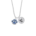 thumbnail image 2 of Delight Jewelry Silvertone Large Paw with Blue Crystals Silvertone Script Initial Disc - C - Charm Necklace, 20"+3", 2 of 4