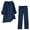 Navy, variant on LYXSSBYX 2 Piece Sets for Women Summer Women Summer Loose Comfortable Casual Solid Color Fashionable Long Sleeved Top+pants Long Sleeved Round Neck Top/shirt Set