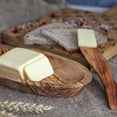 thumbnail image 3 of Wooden Butter Holder, 100% Natural Olive Wood Butter Dish with Knife, Handmade, Eco-Friendly, 3 of 5