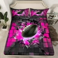 thumbnail image 2 of Erosebridal 3D Rugby Bed Sheets Set Full Size for Kids, Soccer Sport Bed Sheets Full, Square Geometry Decor, 4pcs, 2 of 6